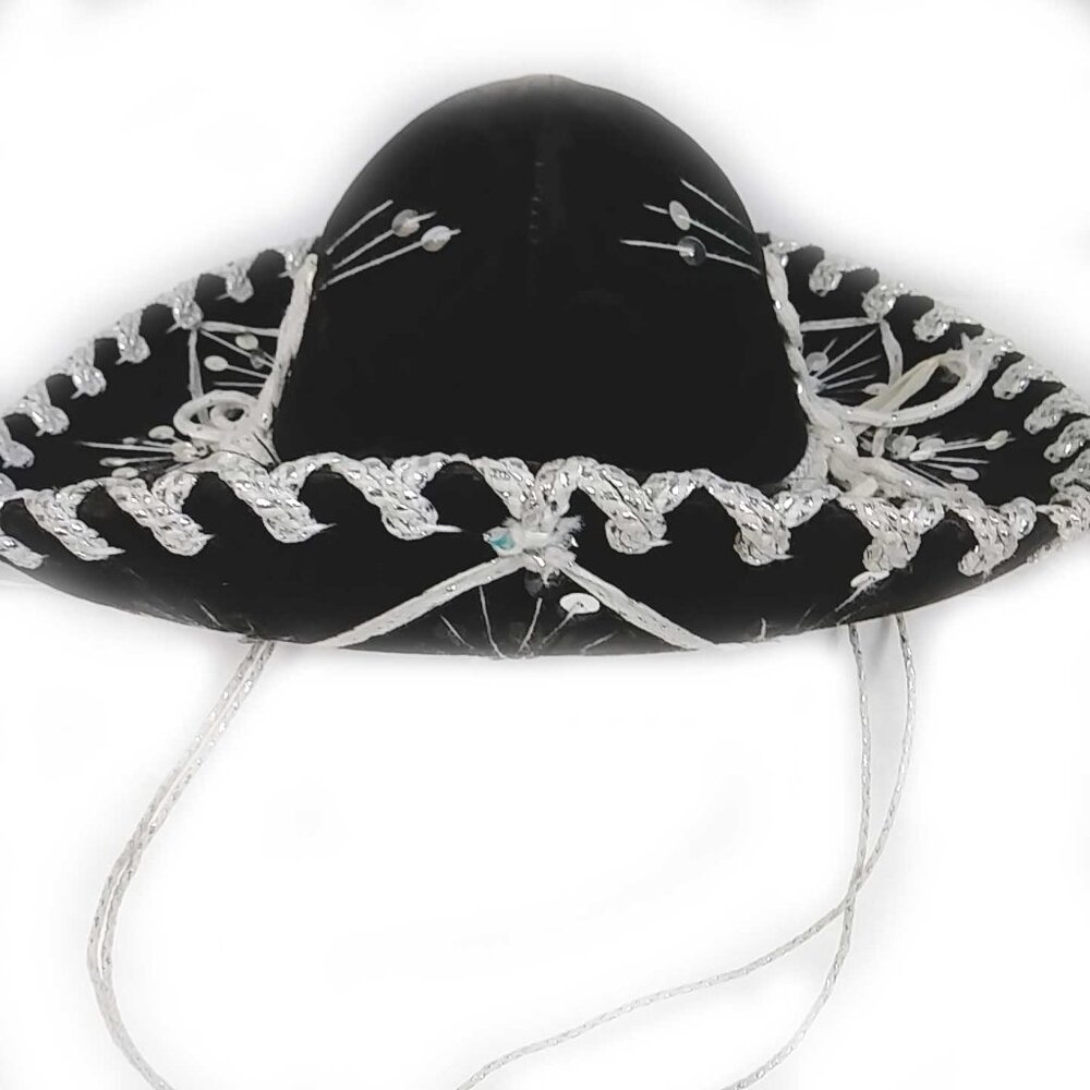 Vintage Pigalle XXXXX Mariachi Sombrero Embellished Black Velvet Size XS Festive